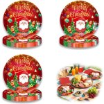 Assiette carton jetable 30 pices - dcoration nol lgante motif pre nol sapin vaisselle fte pour ...