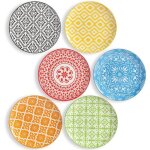 Assiettes dessert en c�ramique color�es - lot de 6 pour salade ou entr�e - lave - vaisselle et micro ...
