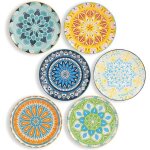Assiettes dessert en c�ramique color�es - lot de 6 pour salade ou entr�e - lave - vaisselle et micro ...