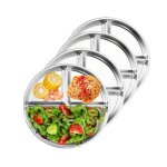 Assiette inox enfant 4 pcs assiettes divis�es en acier inoxydable 23 cm assiette en acier inoxydable ...