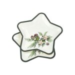 Assiettes jetables - �toile - motif pommes de pin - 23 cm - lot de 6