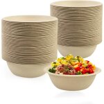 Assiette jetable - kal - bols papier 100 pi�ces bagasse canne � sucre compostable soupe vaisselle jetable ...