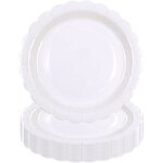 Assiette jetable - kal - assiettes carton 50 pices 23cm blanc festonnes jetables gteaux desserts baby ...