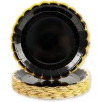 Assiette jetable - kal - assiettes jetables festonnes 50 pices 18cm noir or barbecue anniversaire baby ...