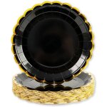 Assiette jetable - kal - assiettes jetables festonn�es 50 pi�ces 23cm noir or barbecue anniversaire baby ...