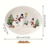 Assiette ovale en cramique - design nol nordique - rouge et blanc - motifs festifs