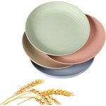Assiettes en paille de bl - einnenffer - lot de 4 - lgres et incassables - compatibles lave - vaisselle ...