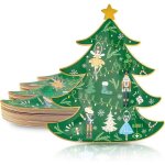 Assiettes en papier de nol - 40pcs assiettes de fte en forme de sapin de noldcore de feuilles dor ...