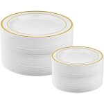 Assiettes en plastique dor�es - 25 assiettes � d�ner et 25 assiettes � salade assiettes en plastique ...