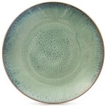 Assiette plate en c�ramique - orion - 27 cm - vert - �mail mouchet� - compatibilit� lave - vaisselle