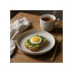 Assiette plate punto gris mouchet� - d 25. 7 cm