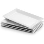 Assiettes plates rectangulaires - vetobiol - lot de 4 - 246 x 137 cm - blanche - porcelaine - passe au ...