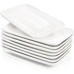 Assiettes rectangulaires en porcelaine - vetobiol - lot de 8 - 203 cm - blanc - durabilit� exceptionnelle ...