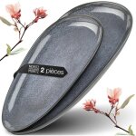 Assiettes de service en porcelaine - vetobiol - lot de 2 - bleu - 38x205x2 cm - passe au lave - vaisselle ...