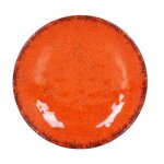 Assiettes service de table 12 pi�ces aido 275g rondes � salade et dessert en porcelaine orange n�on - ...