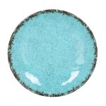 Assiettes service de table 12 pi�ces aido 275g rondes � salade et dessert en porcelaine turquoise brillant ...