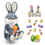 Assortiment de 20 petits chocolats de p�ques et sa peluche lapin: kinder schokobons milka figurines et ...