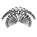 Assortiment de 36 �carteurs doreilles coniques en acier inoxydable pour piercing