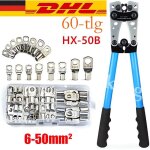 Assortiment de 60 cosses de c�bles de batterie 6 - 50 mm� pince � sertir pour cosses de c�bles tubulaires ...