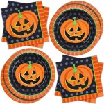 Assortiment festif : assiettes en papier et serviettes halloween - 20 pices en ensemble