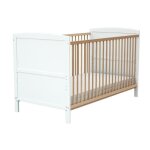 At4 - lit b�b� �volutif avec matelas essentiel en bois 70 x 140 cm blanc et h�tre verni -