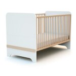 At4 - lit b�b� �volutif en bois carrousel blanc et h�tre verni 70 x 140 cm blanc et h�tre verni - taille ...