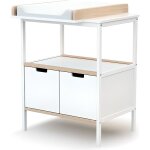 At4 - meuble  langer 2 portes en bois blanc et htre brut - taille unique