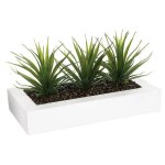 Centre de table - atmosphera - lot de 3 aloe vera - h17 cm - blanc - design contemporain Centre de table - atmosphera - lot de 3 aloe vera - h17 cm - blanc - design contemporain