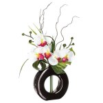 Composition dorchidées - atmosphera - modèle 4 - vase céramique - h44 cm - noir / fuchsia Composition dorchidées - atmosphera - modèle 4 - vase céramique - h44 cm - noir / fuchsia