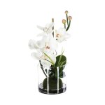 Composition d'orchides - atmosphera - vase en verre - h37 cm - blanc - fleurs artificielles