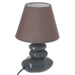 Lampe de chevet - atmosphera - leny - cramique - galet bleu gris - h31 cm