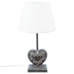 Lampe  poser - atmosphera - coeur - bois mdf - abat - jour en lin - h 49 cm