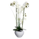 Atmosphera - orchide artificielle avec vase en cramique blanc - h. 53 cm
