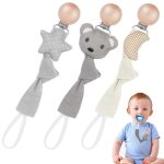 Attache ttine coton 3pcs pince chane en tissu pour fixer ttine aux vtements cadeau douche bb