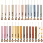 Attache tétine personnalisé prenom bébé fille garçon en gaze de coton 28 couleurs au choix Attache tétine personnalisé prenom bébé fille garçon en gaze de coton 28 couleurs au choix