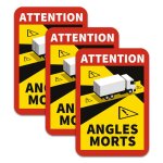 Attention angles morts poids lourds - lot de 3 plaques magn�tique
