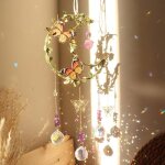 Attrape - soleil fen�tre en cristal feuilles vertes enroul�es autour de la lune pendentif en cristal ...