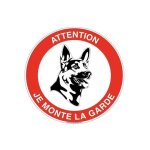 Aua signaletique - panneau attention je monte la garde - Ø 180 mm vinyl adhésif Aua signaletique - panneau attention je monte la garde - Ø 180 mm vinyl adhésif