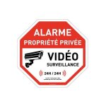 Aua signaletique - panneau octogonal alarme proprit prive sous vido surveillance 24h / 24 -  180 ...