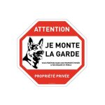 Aua signaletique - panneau octogonal proprit prive attention chien je monte la garde -  180 mm vinyl ...