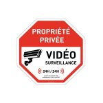 Aua signaletique - panneau octogonal propri�t� priv�e sous vid�o surveillance 24h / 24 - � 180 mm aluminium ...