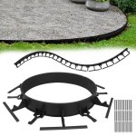 Aufun bordure de pelouse flexible en plastique 12mavec 50 ancrages de terre (hauteur 58mm noir)