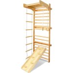Aufun espalier gymnastique en bois avec mur d?escalade anneaux barre de traction int�rieur enfants adultes ...