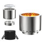 Aufun r�chaud de camping et gaz�ificateur en inox ? brasero sans fum�e avec chemin�e de table et sac ...