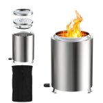 Aufun r�chaud de camping et gaz�ificateur en inox ? brasero sans fum�e avec chemin�e de table et sac ...