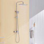 Colonne de douche - auralum - mitigeur mcanique - pomme haute rectangulaire 29x19 cm - chrom - salle ...