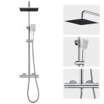 Auralum max colonne de douche - mitigeur thermostatique - pomme haute carr�e 25x25 cm - chrom�