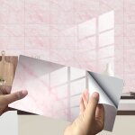 Autocollants carreaux rectangulaires 4 pi�ces motif rose pour cr�dence cuisine et salle de bain papier ...