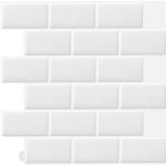 Autocollant carrelage adh�sif mural 3d - okz� - 10 pi�ces - blanc - 30. 5x30. 5 cm - cuisine - salle ...