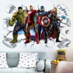 Autocollants muraux 3d avengers papier peint de super - h�ros marvel pour la d�coration de la chambre. ...